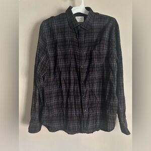 Billy Reid Men's Plaid Button Front  Long Sleeve Shirt L